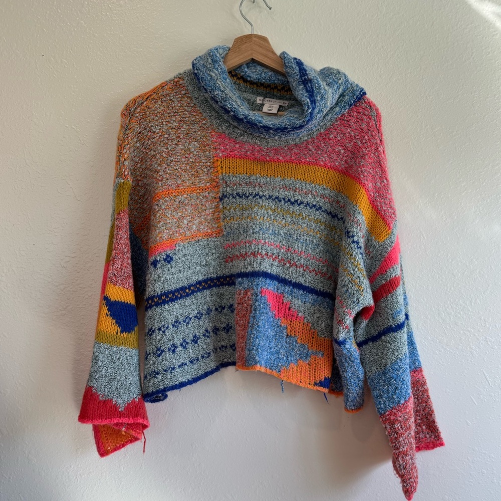 Sincerely Jules Multicolor Cowl Neck Sweater - Size Small